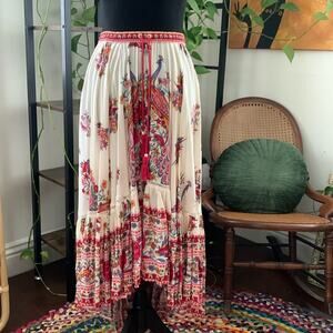 Spell Hotel Paradiso Floral Cream and Red Women's Skirt Size Small